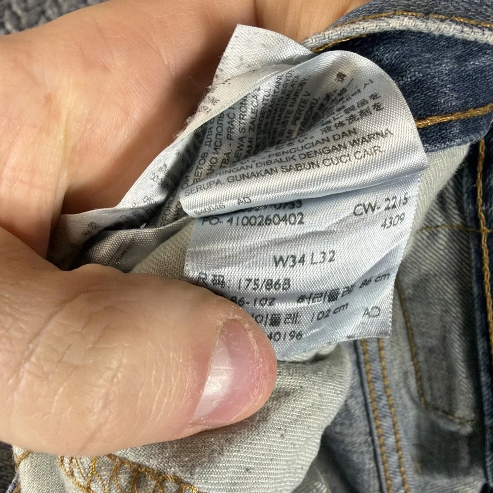 Levis 559 Jeans Mens 34x32 Blue Denim Cotton Faded Faded Straight Workwear Adult
